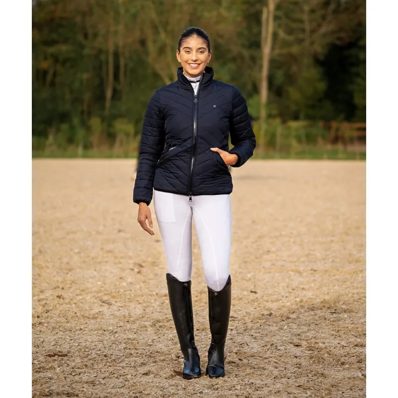 QHP Raquel Anti-Slip Full Seat Riding Tights - White-2